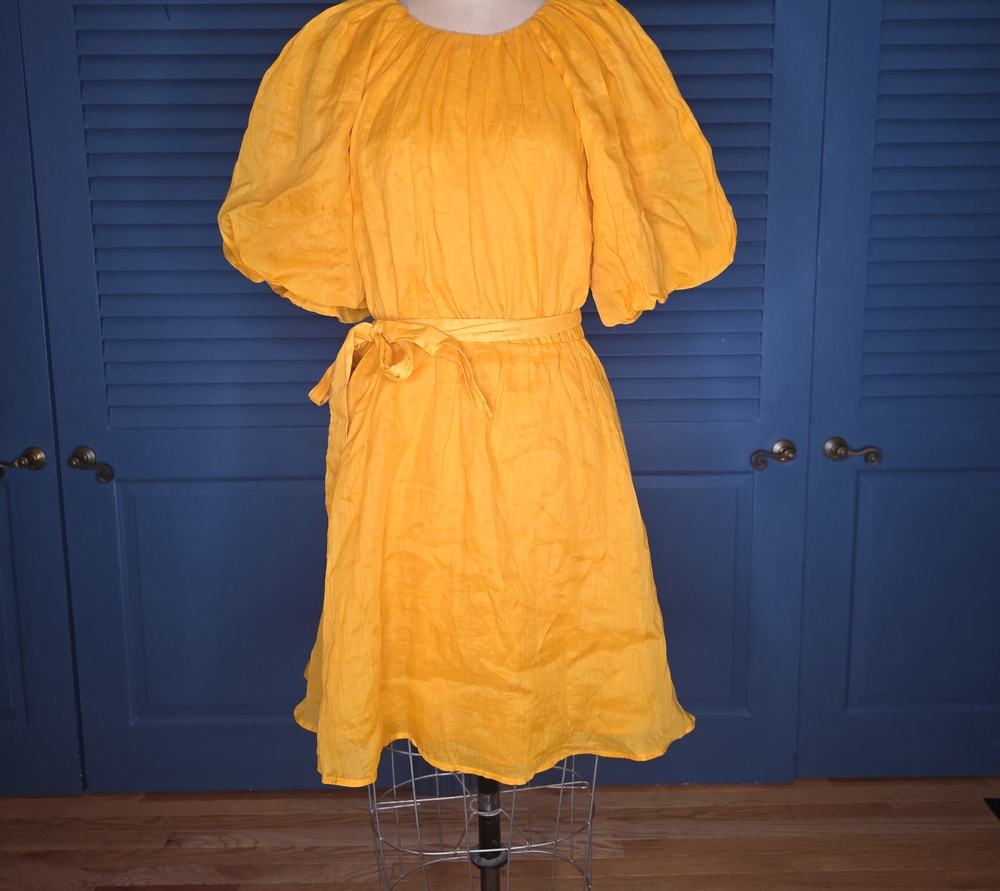 Banana Republic Bright Yellow Puff-Sleeve Mini Dress